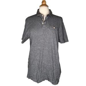 Ted Baker Men Gray Polo Shirt Striped Shirt Birds Eye Collar Business Casual D14